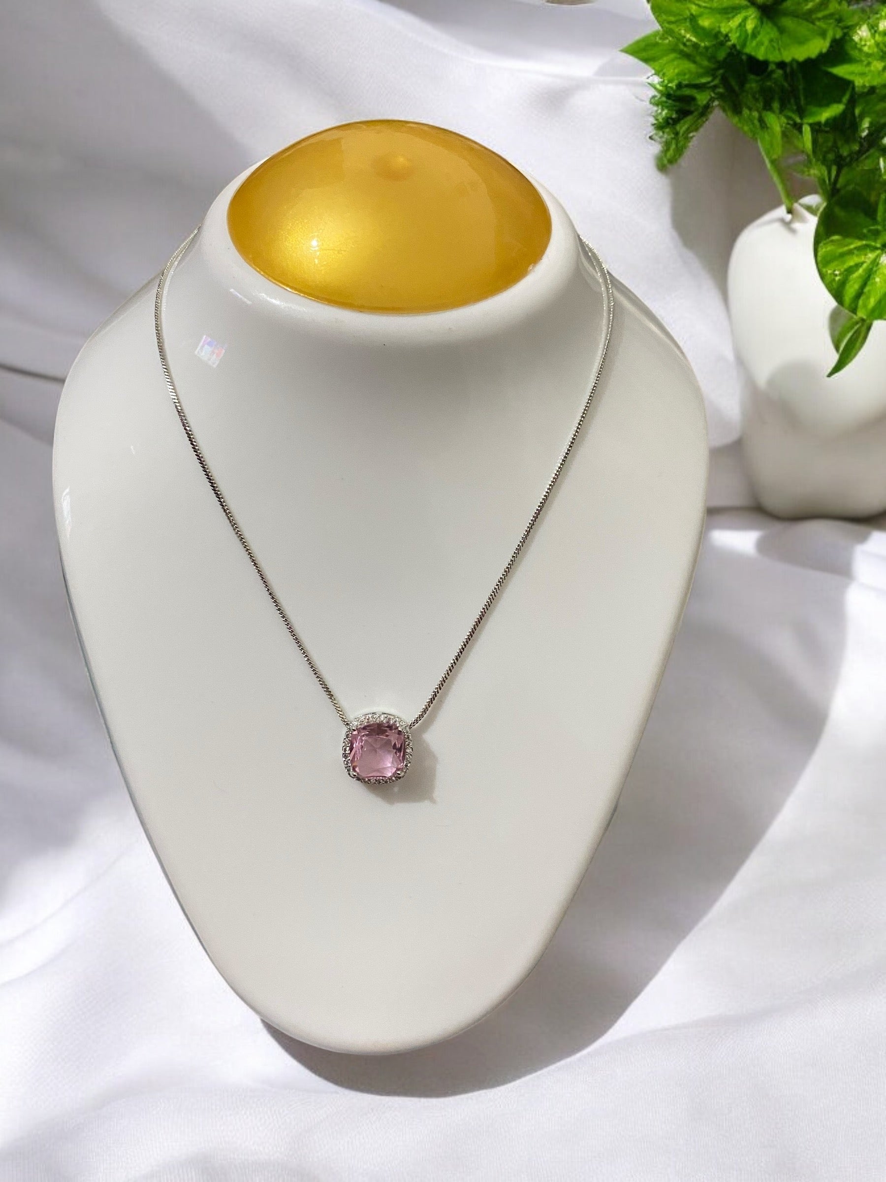 Stunning American Diamonds Pendant Necklace Chain With Earrings – Silver-Plated Elegance For Women And Girls