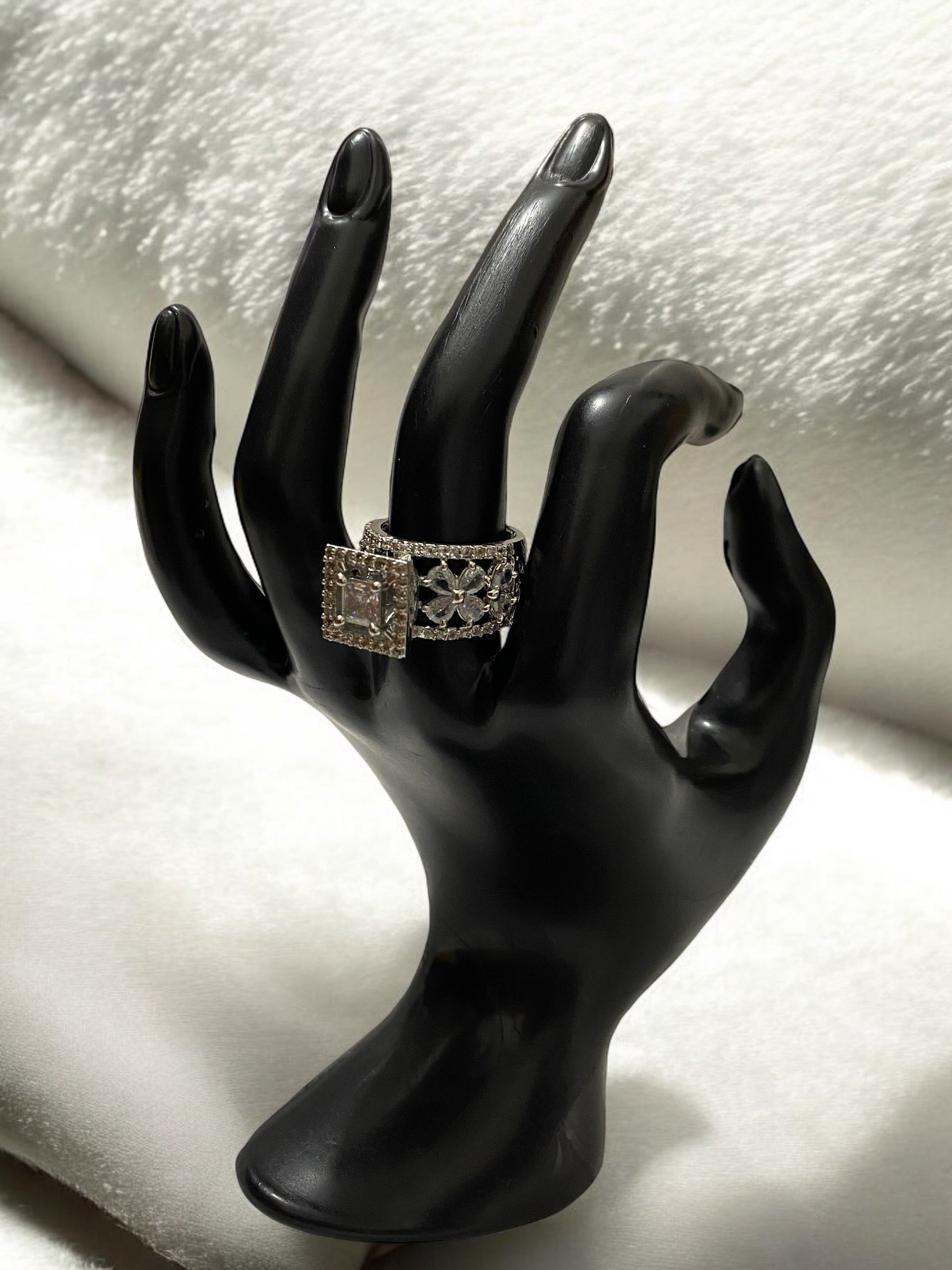 Solitaire Crystal Silver Plated American Diamond Rings For Women