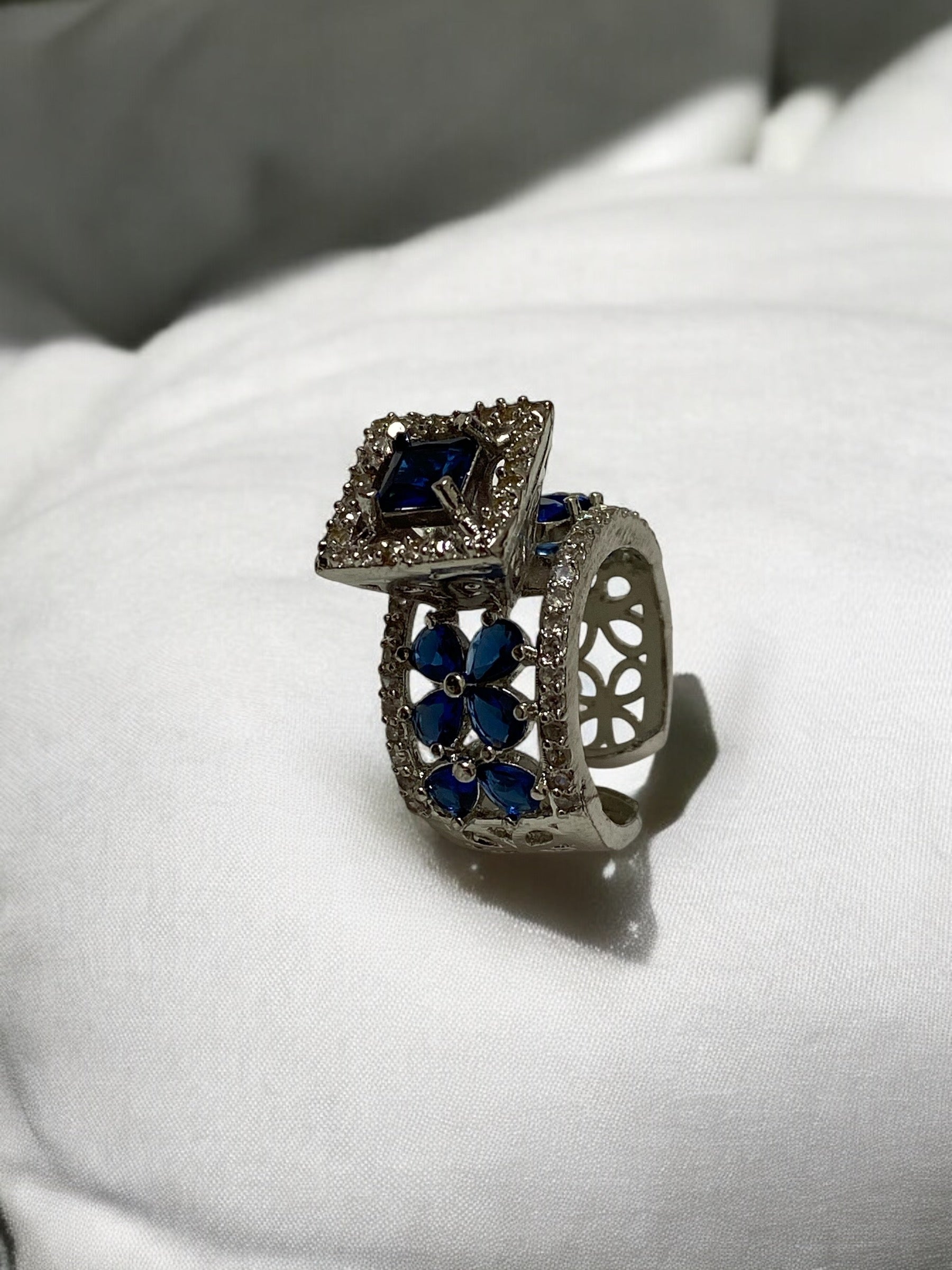 Solitaire Crystal Silver Plated American Diamond Rings For Women