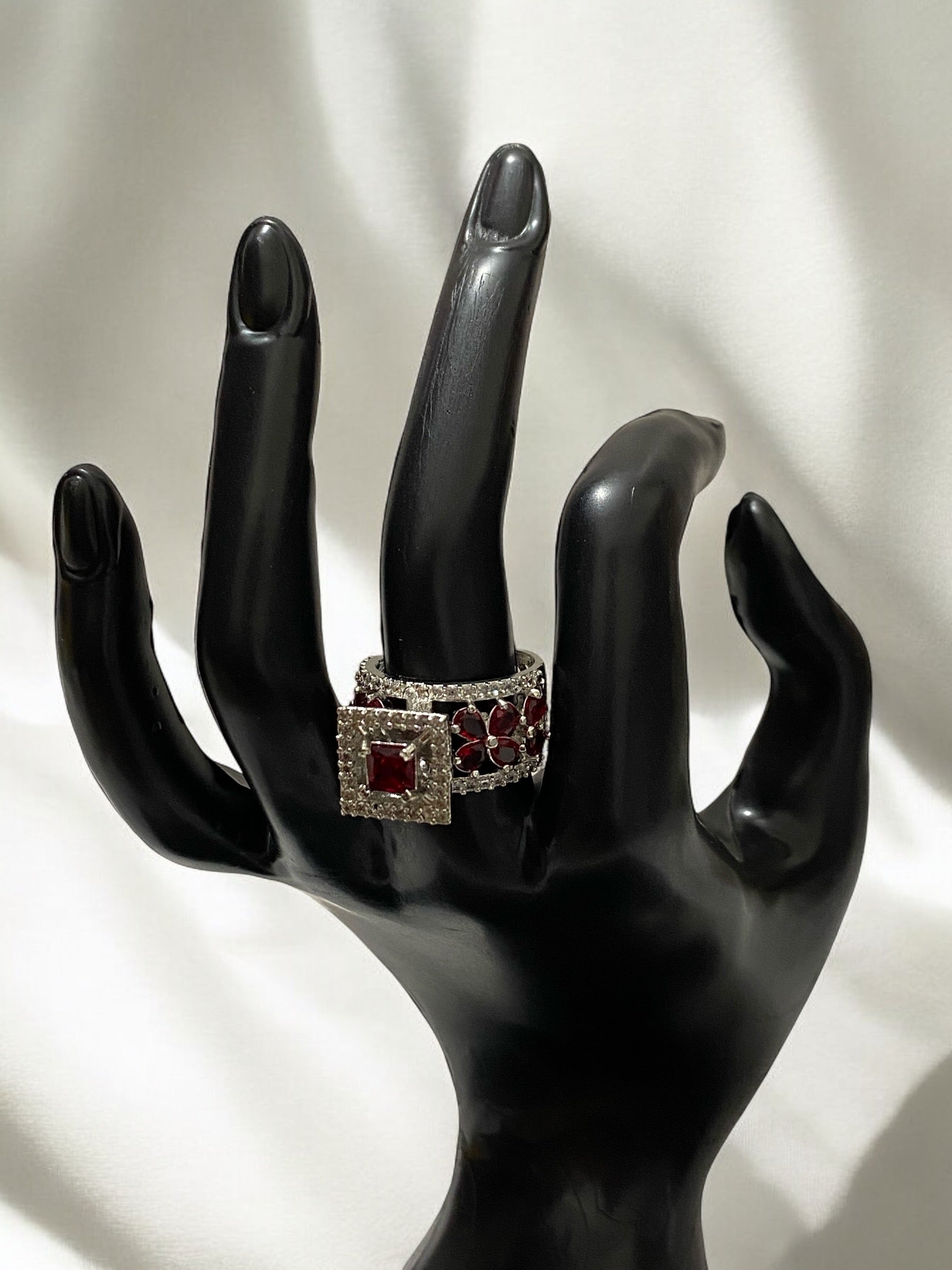 Solitaire Crystal Silver Plated American Diamond Rings For Women