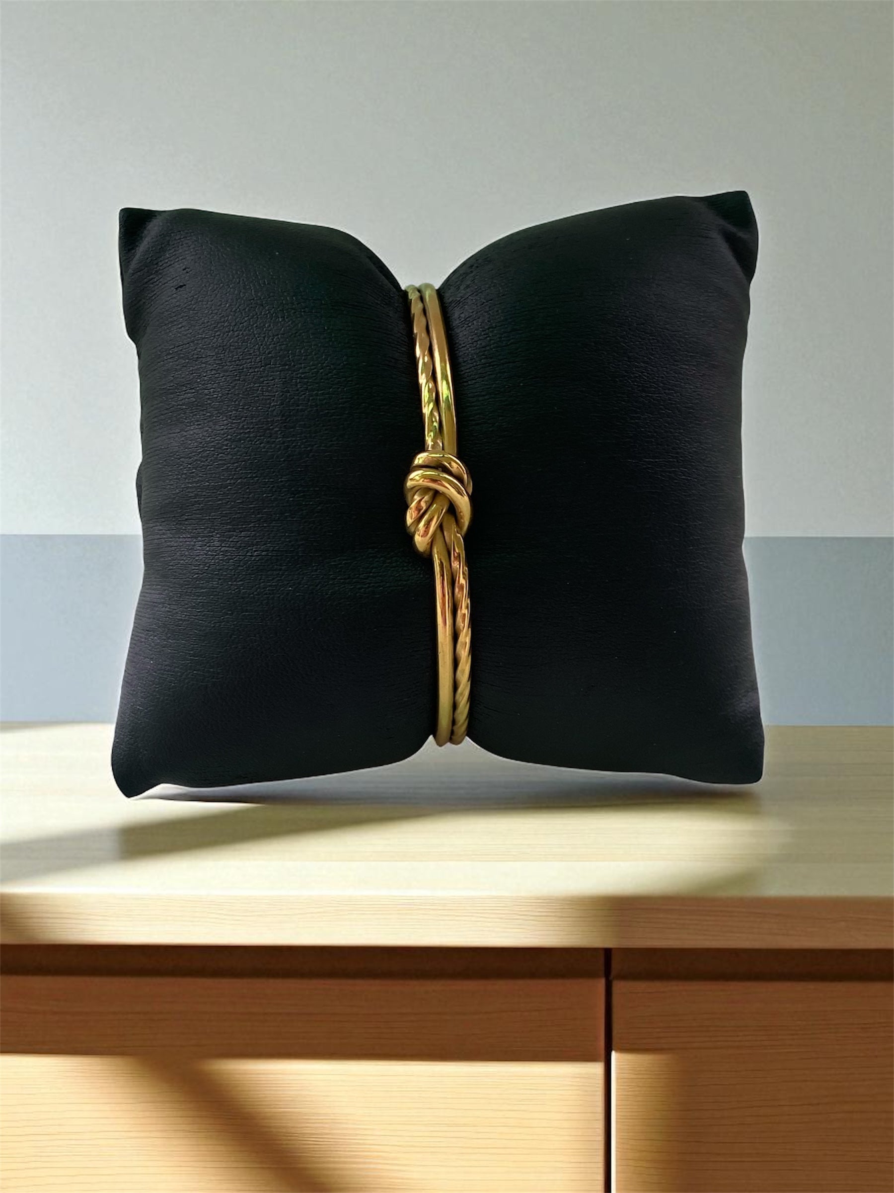 Anti-Tarnish Double Knot Cuff Bracelet – Elegant Adjustable Open Bangle for Women & Girls