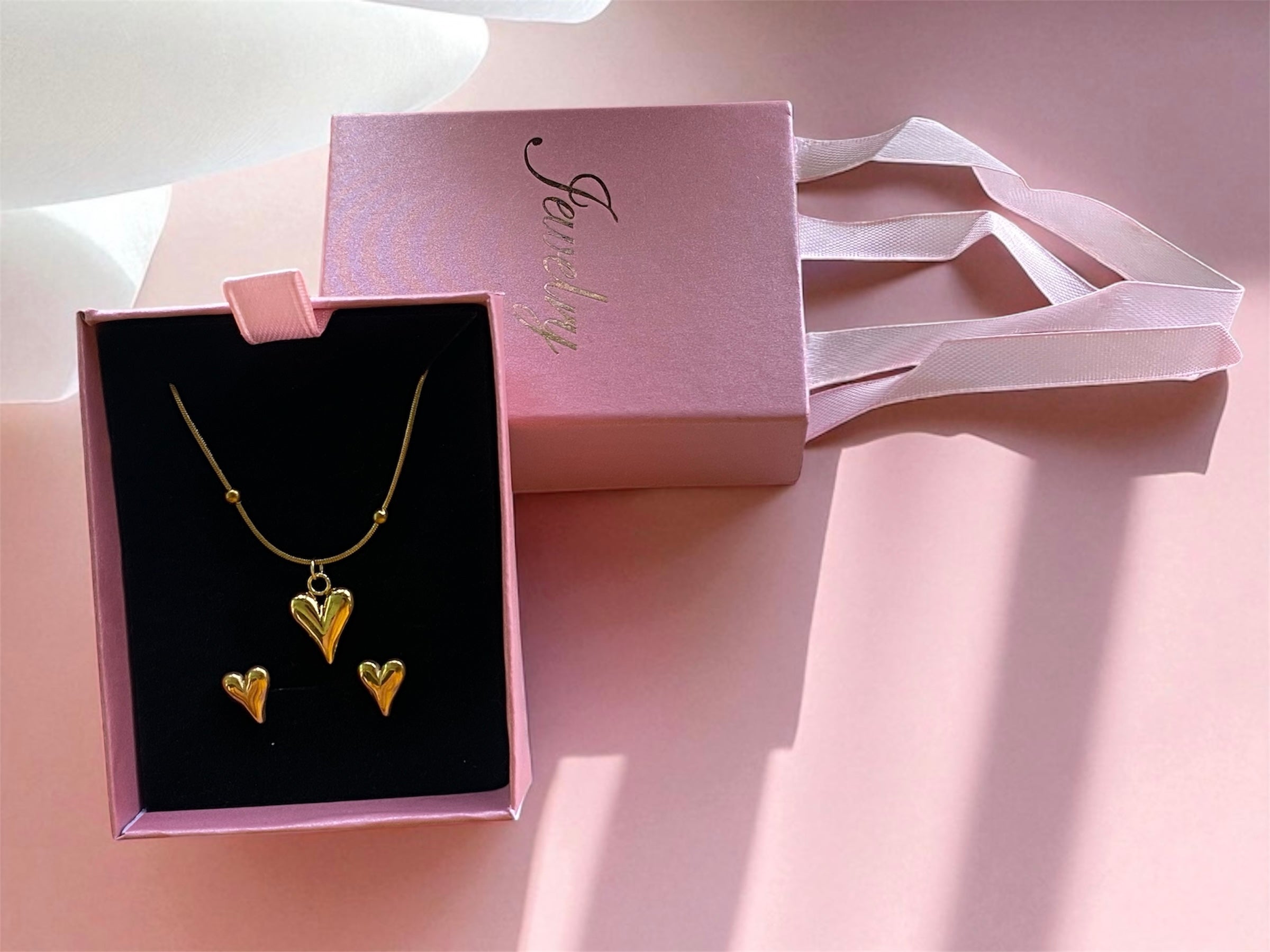 💖 Heart Chain & Earrings Combo Set – Elegant Gift Pack