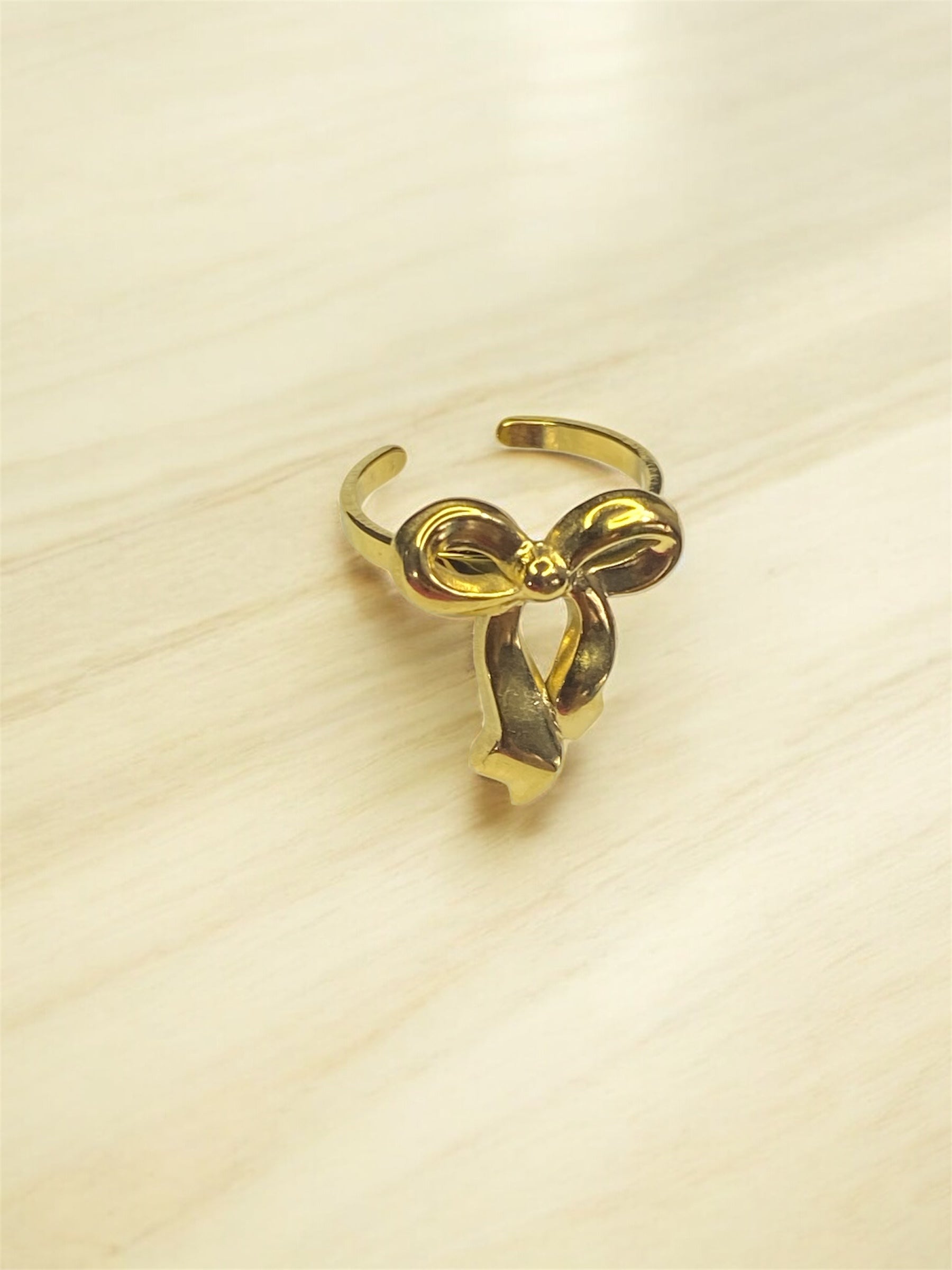 Anti-Tarnish 18K Gold Plated Bow Ring | Adjustable | Lightweight Daily Wear Jewelry for Women & Girls