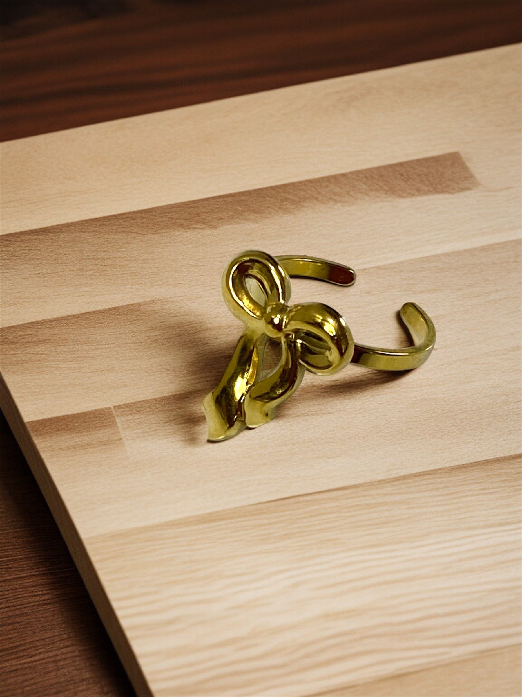 Anti-Tarnish 18K Gold Plated Bow Ring | Adjustable | Lightweight Daily Wear Jewelry for Women & Girls