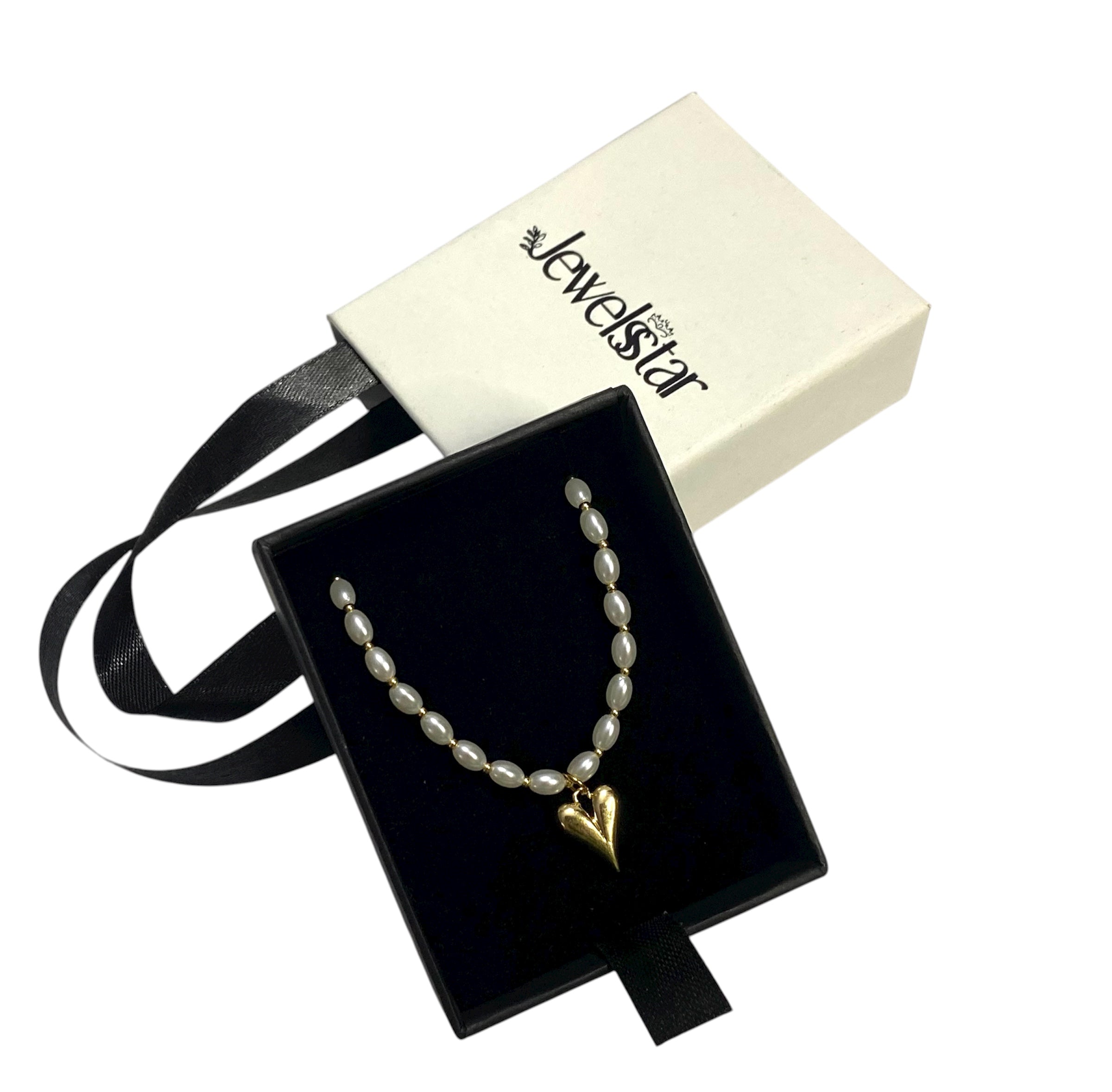 Anti-Tarnish 18K Gold Plated Pearls Chain with Heart Pendant | Elegant Waterproof Jewelry for Women | Lightweight Daily Wear Necklace | Perfect Gift for Her