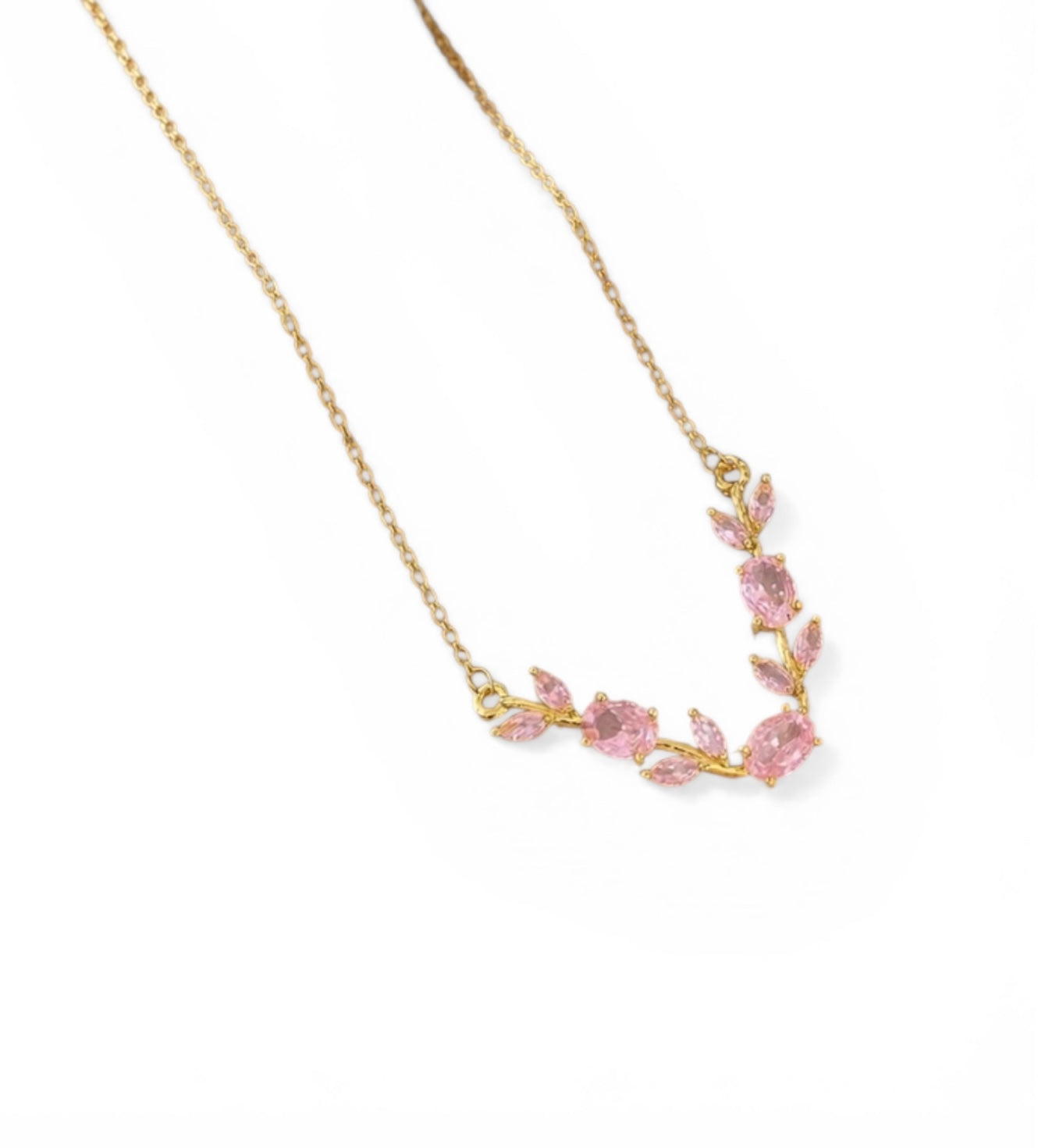 18K Gold Plated Pink Tulip Chain Necklace for Women | Anti-Tarnish Floral Pendant Chain | Trendy Elegant Jewelry Gift