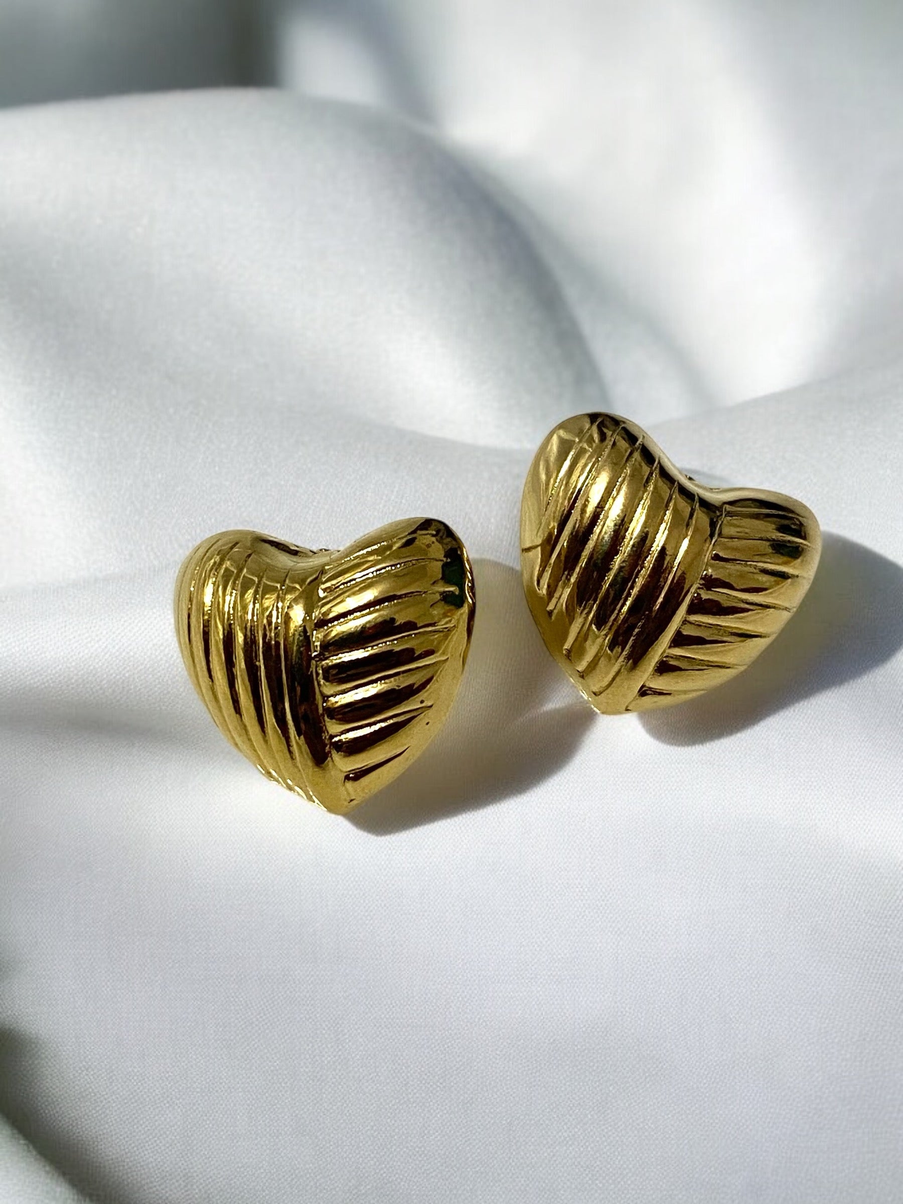 Chic Anti-Tarnish Gold-Plated Heart Stud Earrings
