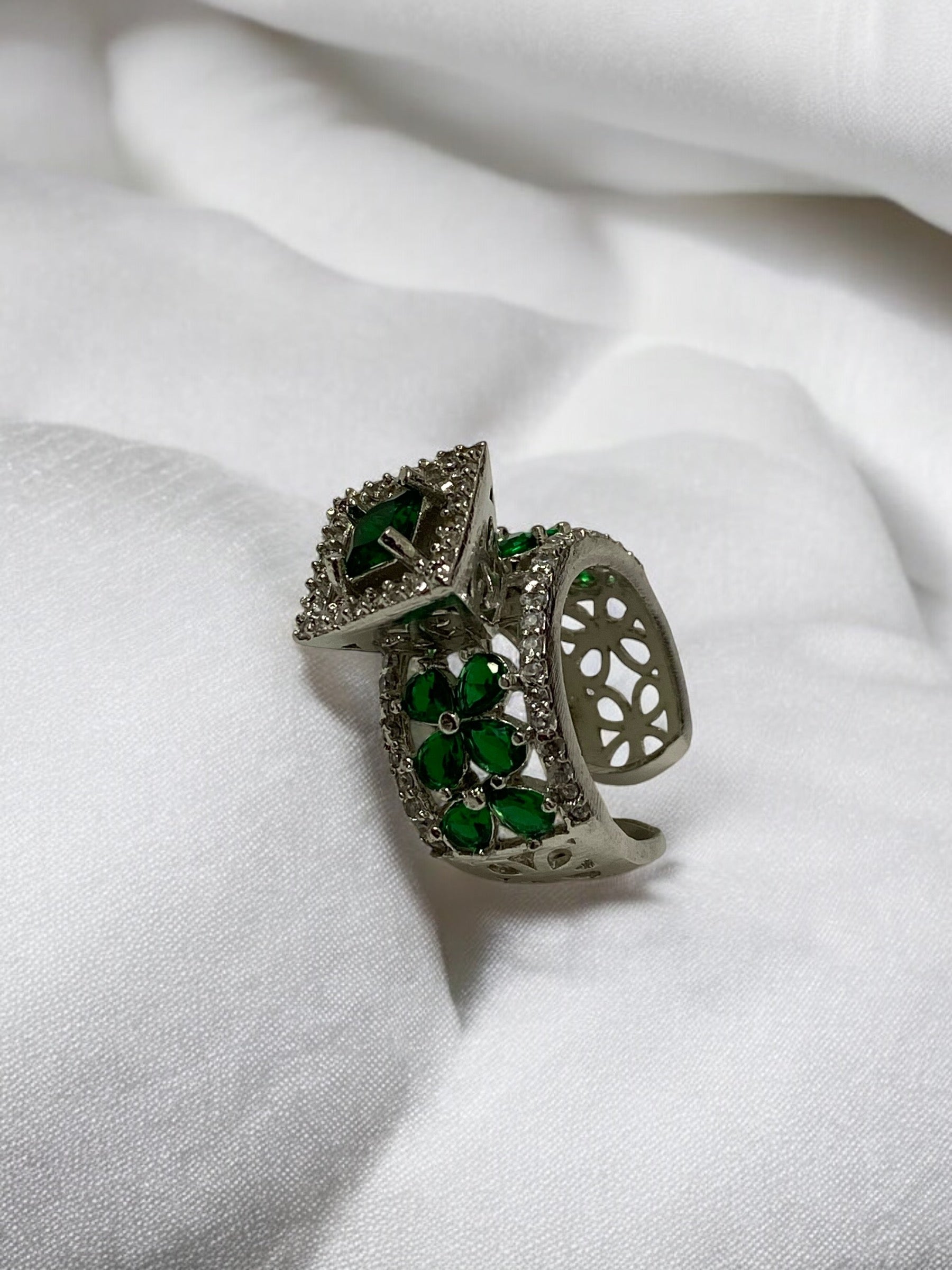 Solitaire Crystal Silver Plated American Diamond Rings For Women